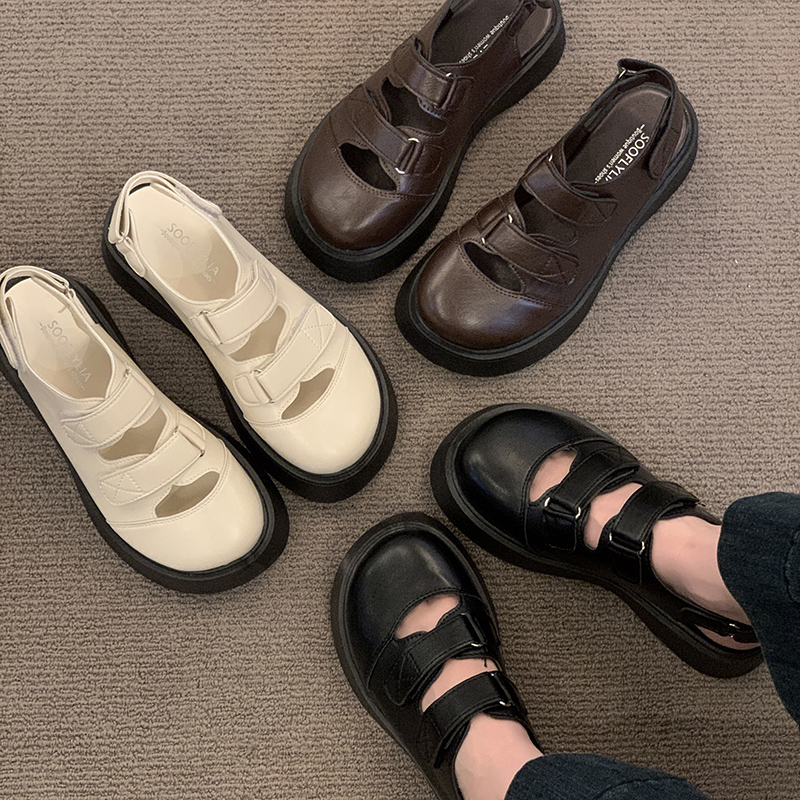 Sandals Roman Clogs With Heel Shoes Closed New Toe 2024 Summer All-Match Gladiator Thick Comfort Girls Outside New Beach Rome Scanda 9de6