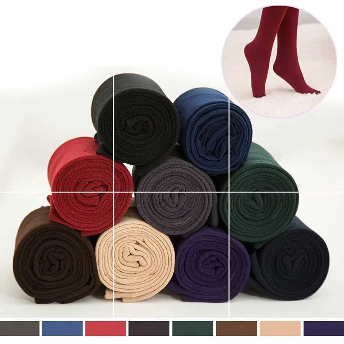 Female Elastic Sexy Winter Warm Women Translucent Pantyhose Thermal Leggings Fleece Thermal High Waist Slim Thicken Tight PantsX24