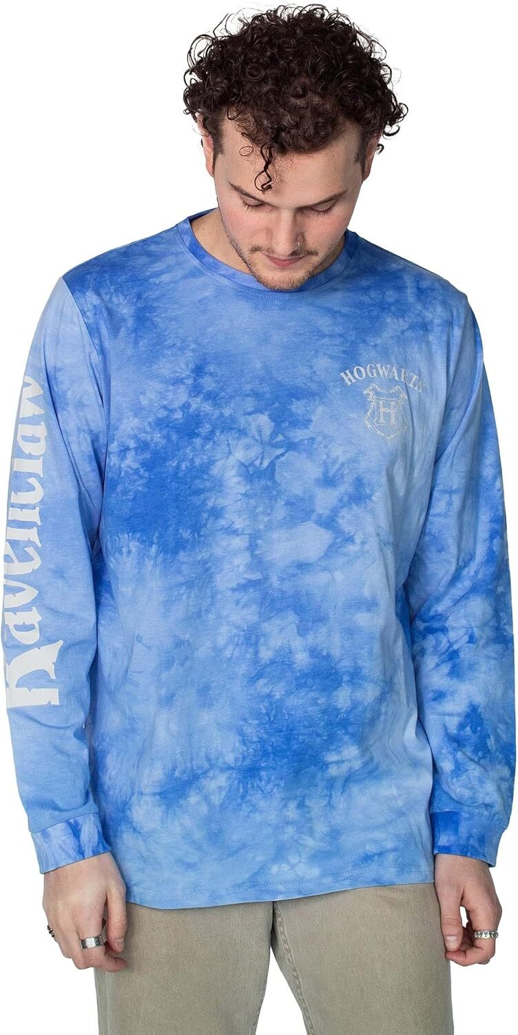 Men Adult Ravenclaw Tie Dye Long Sleeve Cakeworthy T-Shirt Mens crew neck sweater