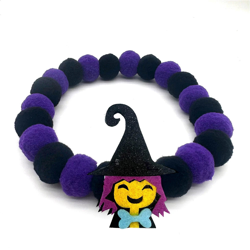 10 pieces of S/M/L/XL bulk Halloween pet dog cat bow polyester plush ball necklace pet dog collar beauty accessories pet supplies 240914