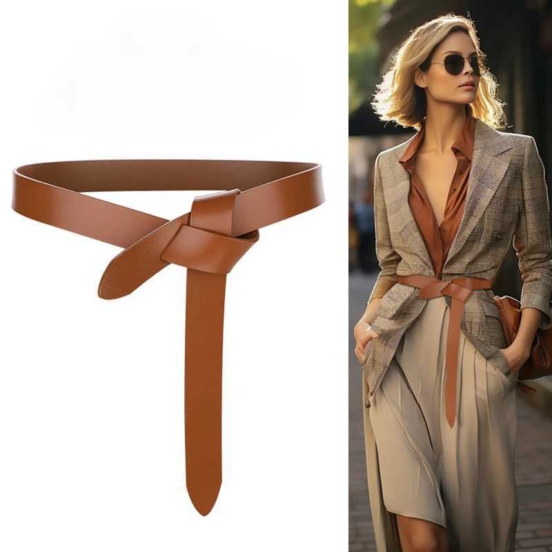 Genuine Leather Waist Belt Women Knot Belts Adjustable Stretch Belt Cinch Waist BandX240914