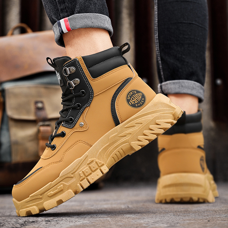 Ankle CYYTL Boots Men Shoes Leather Casual Outdoor Platform Walking Fashion Designer Work High Top Sneakers New Cowboy Winter e374
