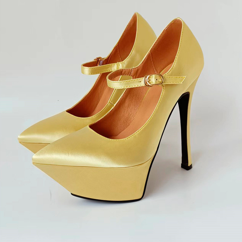 Brand Top Quality Sexy 15cm High Heels Black Red Dress Party Wedding Women's Shoes Designer 34-43 Large Runway Bridal Shoes