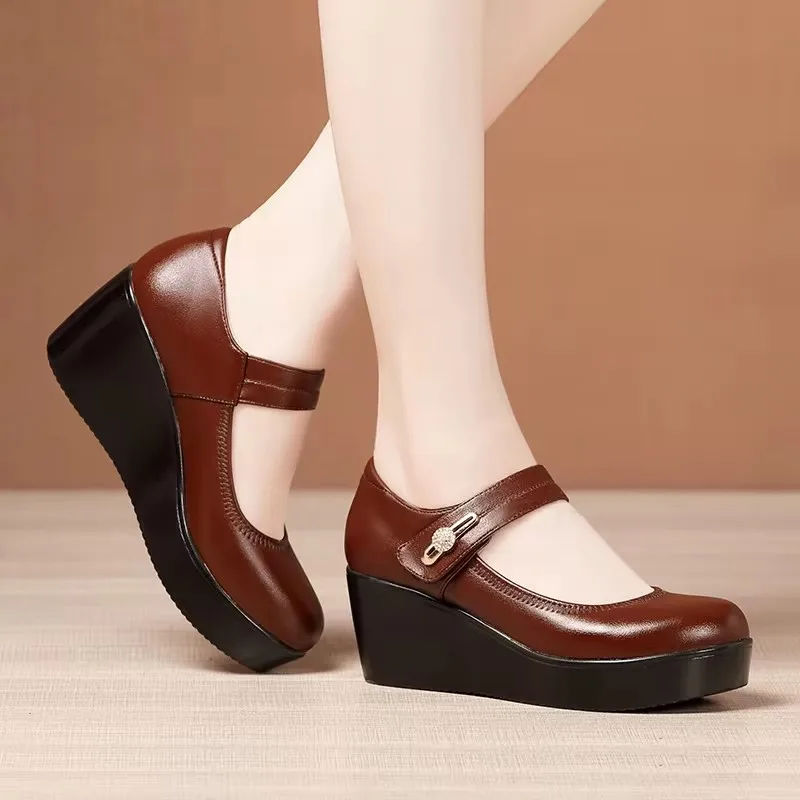 6cm Small Size 32-43 Med Block Heels Shoes Platform Pumps 2024 Fall Bright Leather Tassel Loafers Women for Office Mom Daily