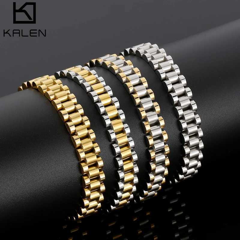 Charm Bracelets 10mm gold watch chain bracelet womens stainless steel retro charm exquisite jewelry wholesale mens accessories J240914