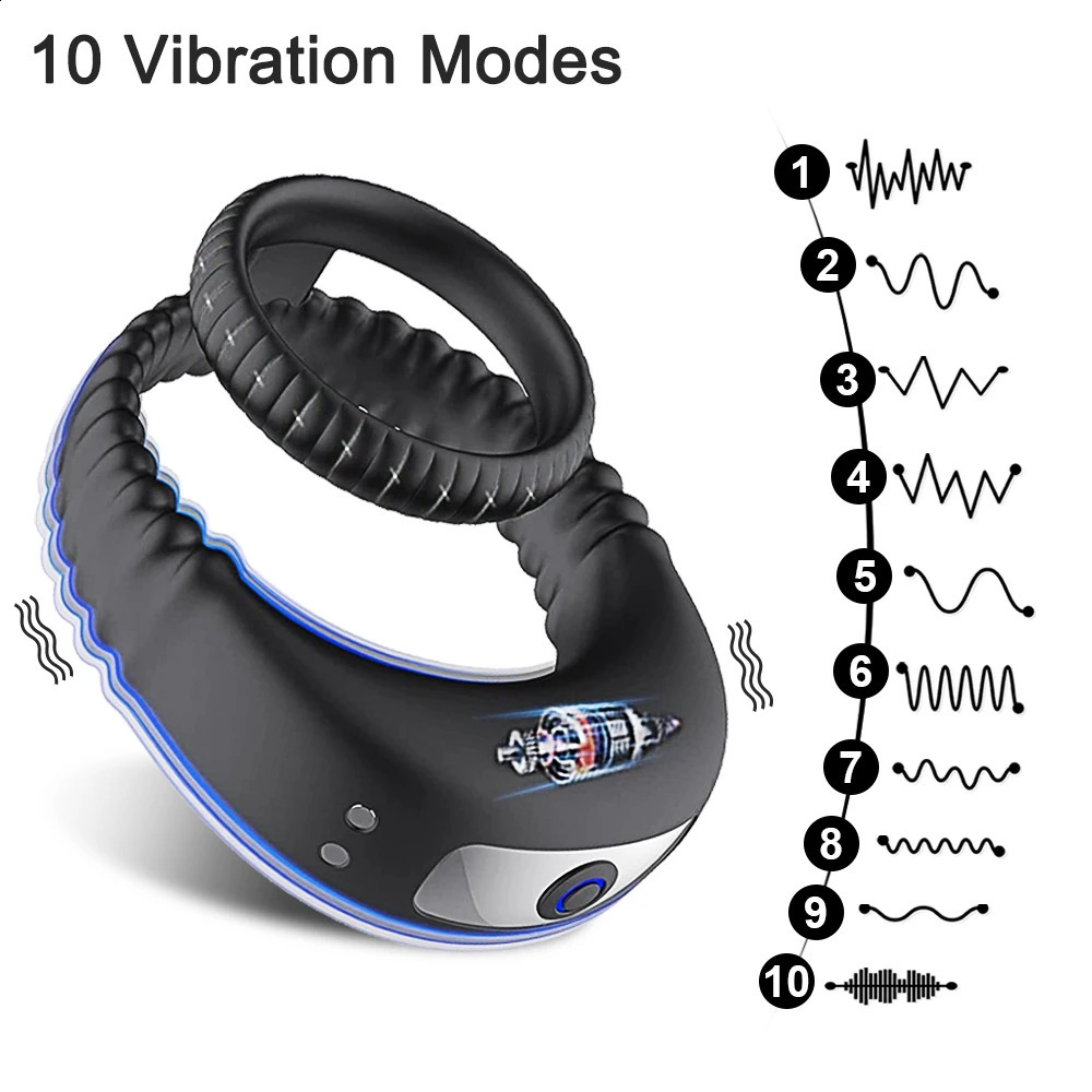 Vibrating Cock Ring for Men Ejaculation Delay Male Erectile Penis Ring G-Spot Prostate Massager Stimulator Sex Toy for Couples 240914