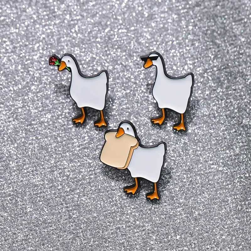 Lovely Goose Collected Enamel Pins Custom Cartoon Goose Holding Rose Badge Lapel Backpack Brooches Jewelry Gift for Kid FriendX240914