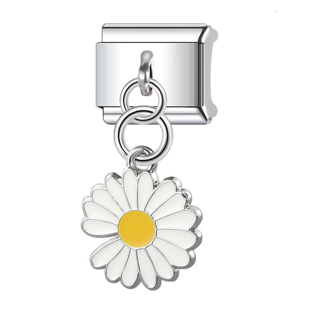 New Women's Gift flowers pendant Bead Italian Charms Links Bangle Beads Fit 9mm Stainless Steel Bracelet Making DIY For Women Fashion Jewelry