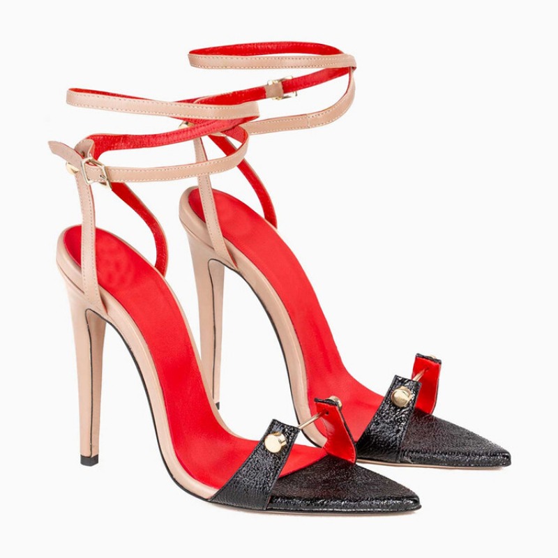 Roman Strap Slim High Heels Fashion Sandals 2024 New Women's Summer Sexy Pointed Metal Buckle Runway High Heels Sizes 35-45