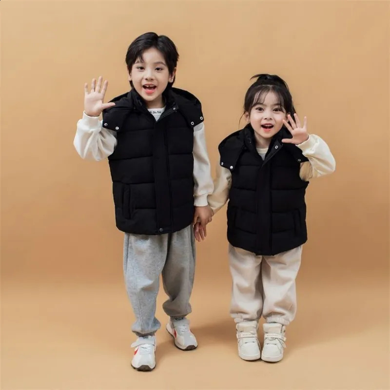 Boys Girls Winter Autumn Down Vest Coat Children Kids Boy Warm Waistcoat Outerwear Clothing Infant Jacket for3-12 years 240906