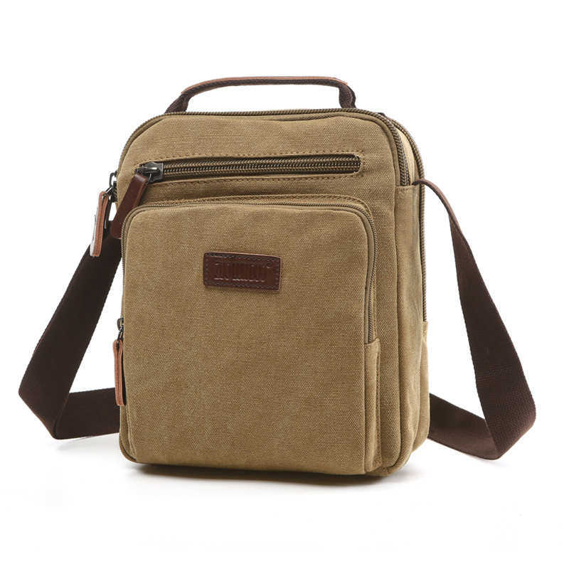 Men's bag, single shoulder crossbody bag, solid color zipper handbag, fashionable casual canvas bag 240915
