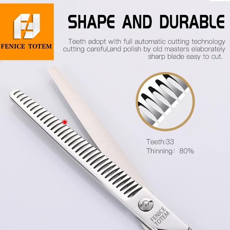 FENICE TOTEM 7.5 inch Professional Dog Grooming Cutting Thinning Scissors Zodiac Handle Japan 440c Stainless Steel