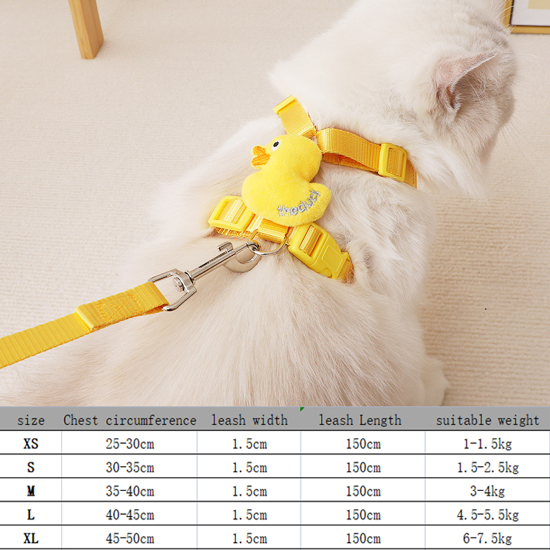 Cat Harness and Leash Set Adjustable Pet Harness with Cute Duck Decoration for Cats and Small Medium Dogs Outdoor Dog Training