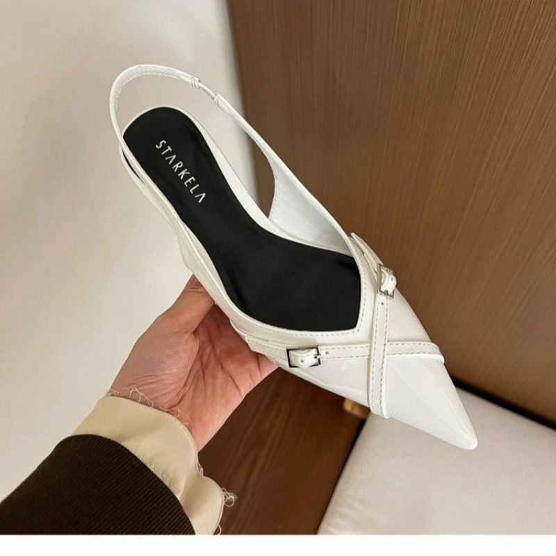 2024 Spring New Brand Women Sandal Fashion Pointed Toe Slip on Shallow Slingback Sandal Thin High Heel Pumps Shoes Sandal