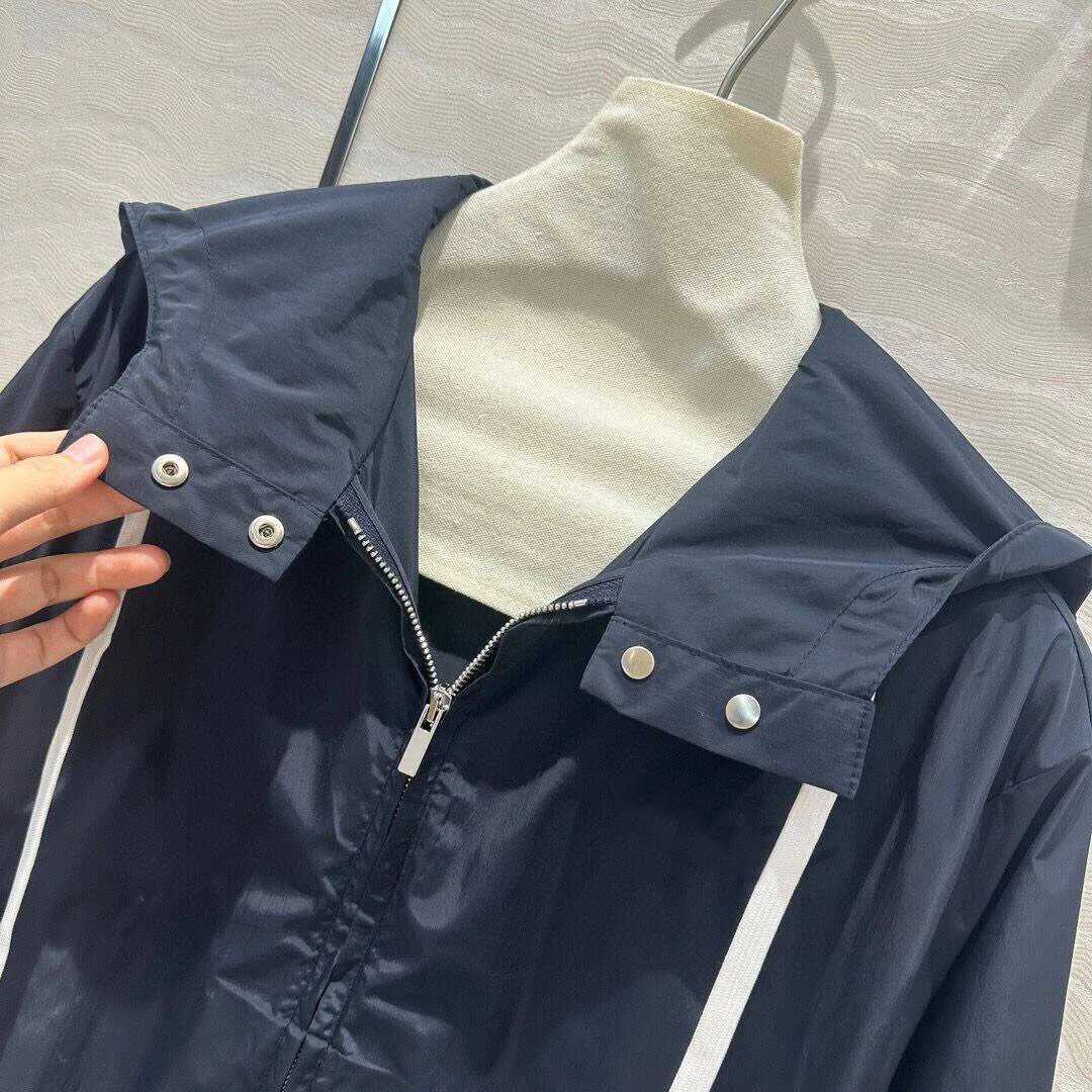 2024 Autumn New Navy Blue Color Hoodie Brushed Long Sleeve Casual Jacket Womens Zipper Flying Street Clothing Loose Jacket W240914
