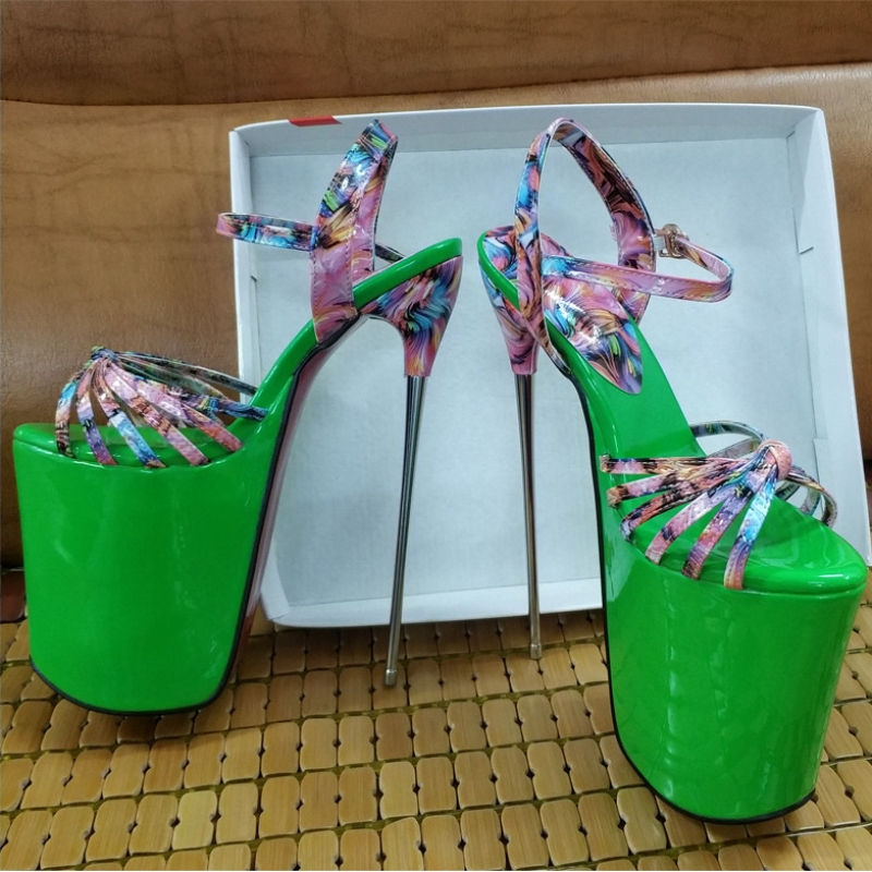 22cm Metal Super High Heels Sandals Women Platform Strap Summer wer High-Heeled Unisex Party Dance Shoes New Large Size 50 ba03 -Heeled