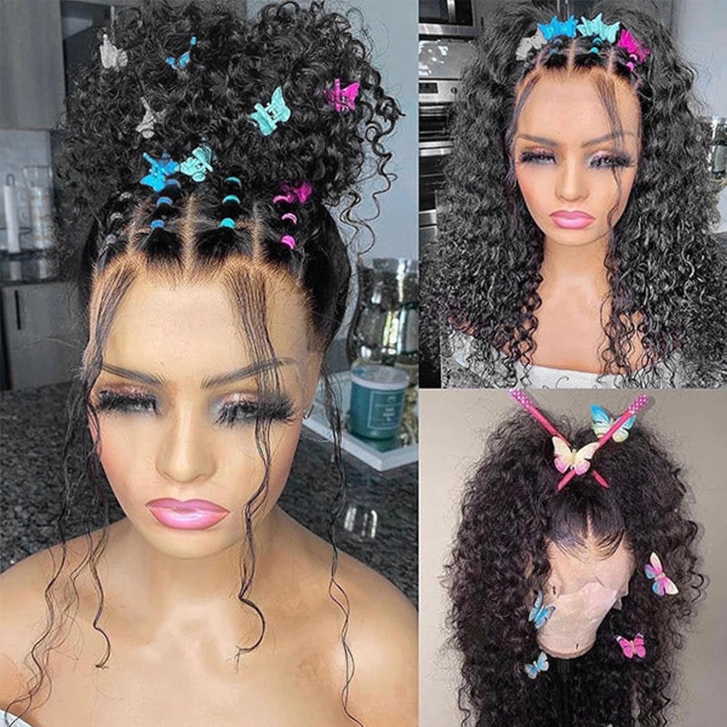 15A Full Lace Wigs Human Hair Wigs HD Transparent Handmade Invisible Lace front Pre Plucked 180% Density Brazilian Kinky Curly Wigs