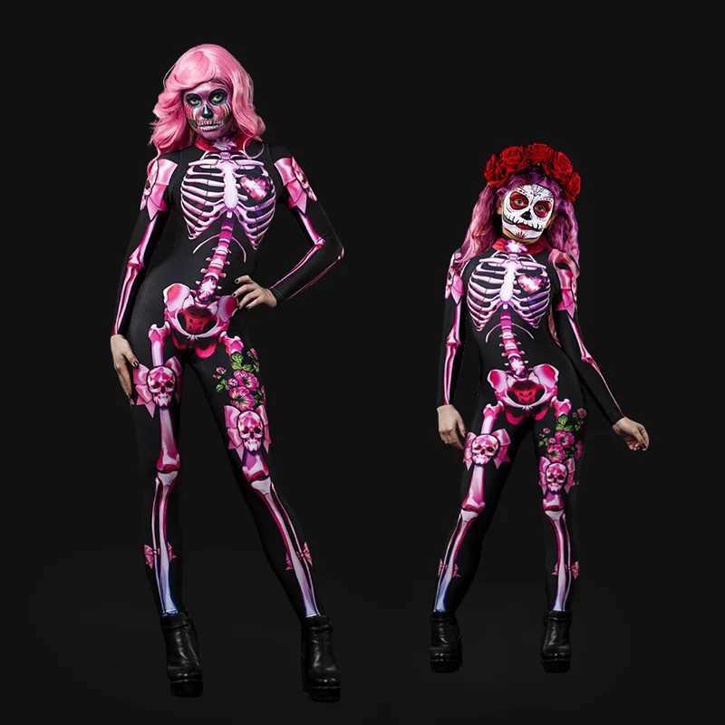 Halloween costume skeleton ghost soap Spoof skeleton jumpsuit womens costume party props parents children party costumes W240914