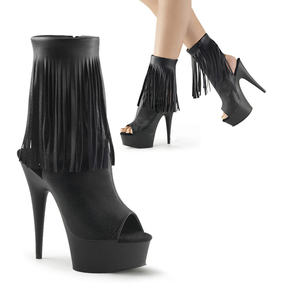 15cm Peep Toe Silver Fringe Strip Pole Dance Nightclub Gladiator 17cm Exotic Dancer Ankle Boots Catwalk Fashion Nightclub Stage