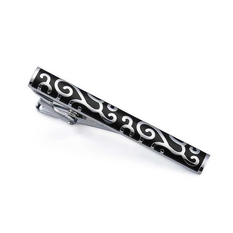 High quality auspicious flower tie clip for mens wedding shirts gentlemens tie accessories brass material brand tie black clipX240914