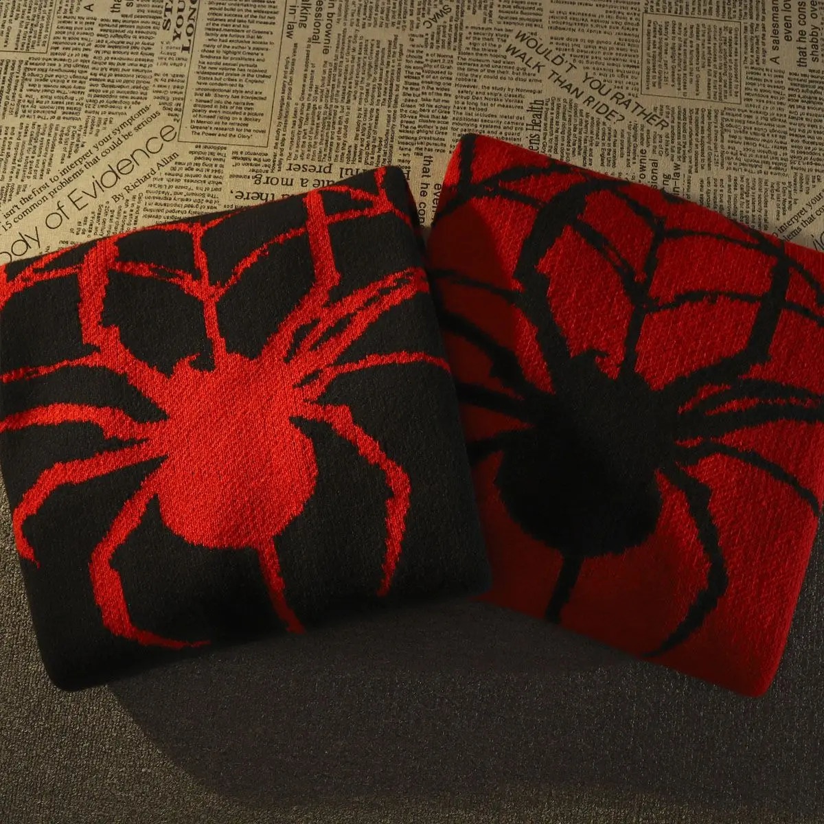 American Vintage Spider Hole Sweater Women Winter Warm Knit Pullover Oversized Y2k Harajuku Hip Hop Mens Clothing 240902