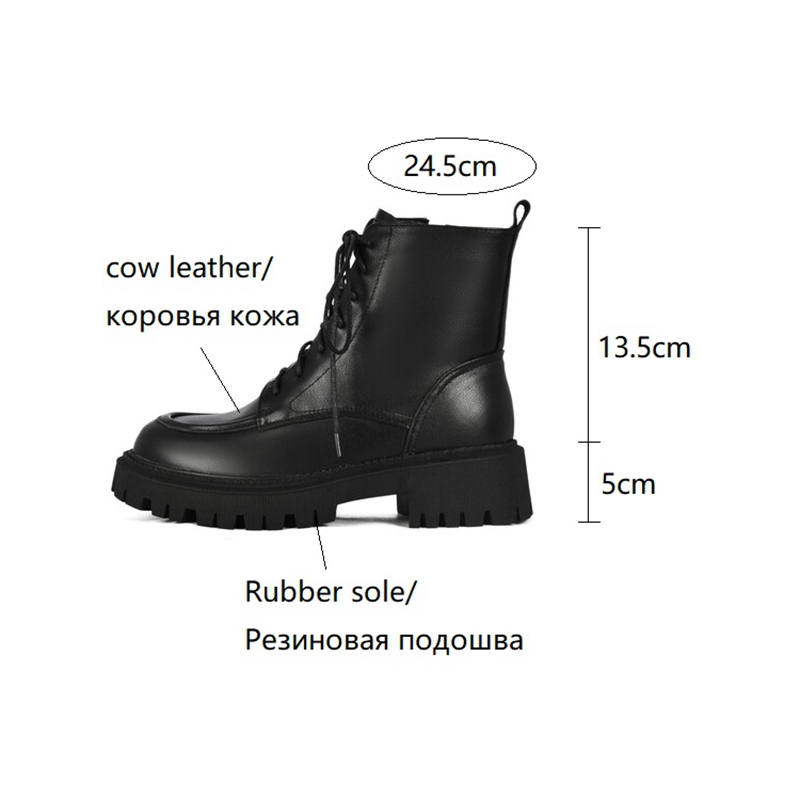 Ankle Winter Round Toe Chunky Genuine leather for Women Wool Warm Black Snow Boots Platform Shoes eefd Platm