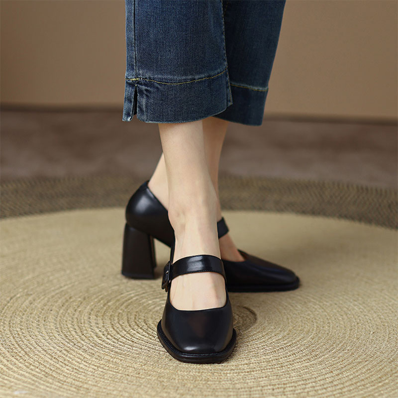 New Spring Fashion New Autumn Pumps High Chunky Buckle Loafers Platform Black Brown Retro Heels Women Shoes 8be2 d59a