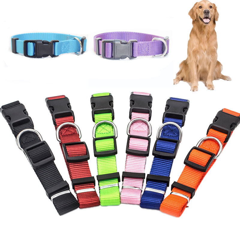 Adjustable Nylon Dog Collars Solid Color PU Leather Pet Neck Collar For Small Medium Large Dogs Cats Chihuahua Dog Accessories