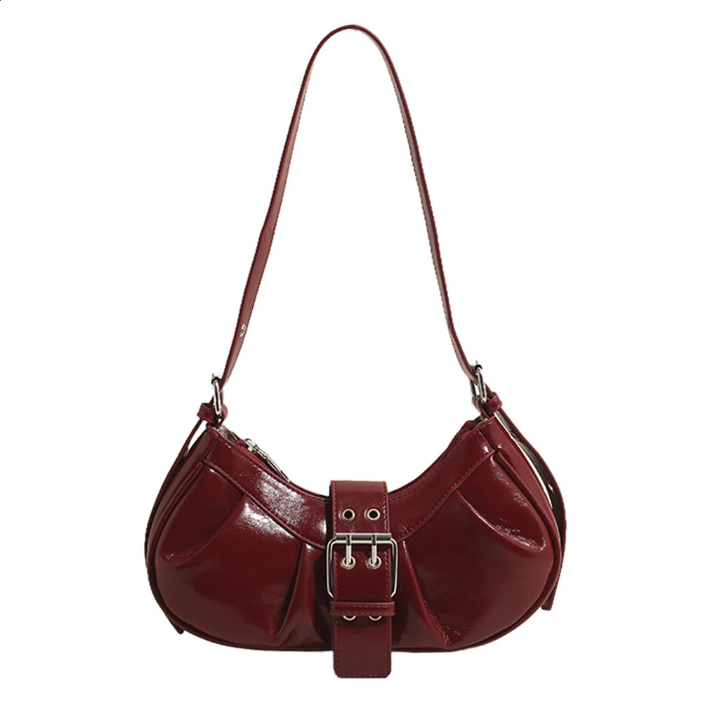 PU Leather Crossbody Bag Y2K for Women Clutch Purse with Adjustable Strap Hobo Bag Buckle Underarm Purse for Travel Commuting 240904