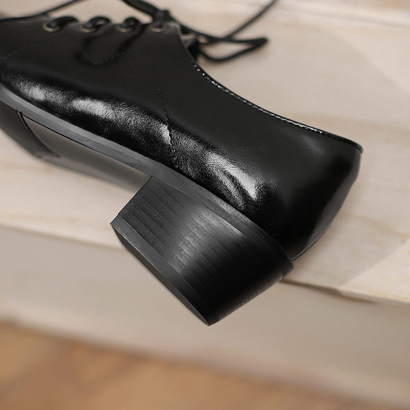 2025 new Low Lace-up Heels Pumps Woman Black Brown Heeled Casual British Oxford Shoes For Women Loafers New 2023 Spring Autumn e5c6