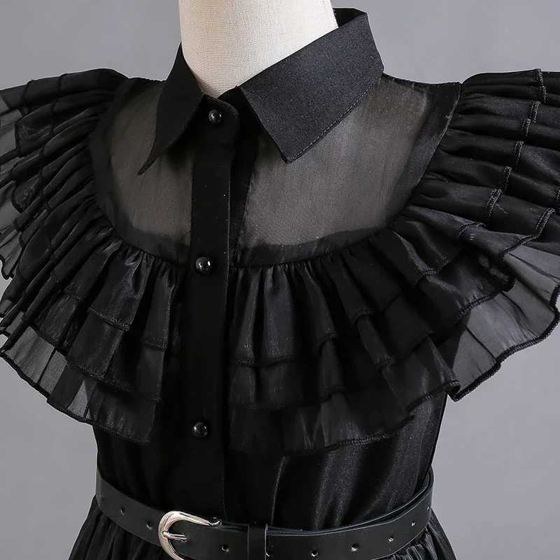 Wednesday Adams Girls Role Playing Costume 2023 New Vestido Childrens Carnival Easter Halloween Party Costume 3-12 Years W240914