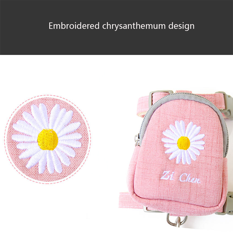 Cat Leash and Harness Adjustable Small and Medium Pet Leash Embroidered Backpack Dog Harness Dog Supplies for Cats and Puppies
