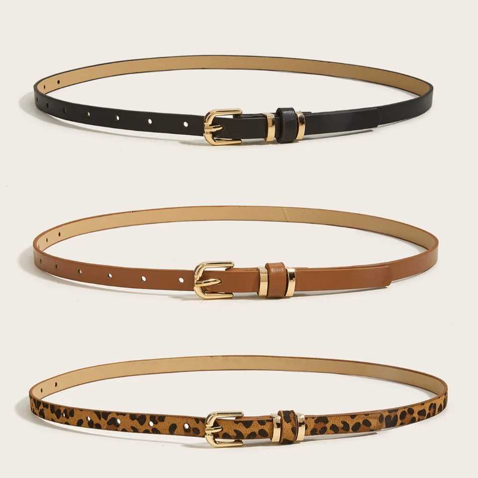 Temperament Thin Belt Versatile Womens Needle Buckle Small Belt Decoration Simple Summer Leopard Pattern Womens BeltX240914
