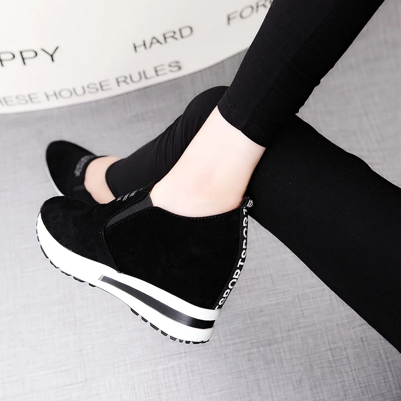 Arrival Wedge Increase Black Shoes Women Sneakers Leisure Platform Breathable atos De Mujer