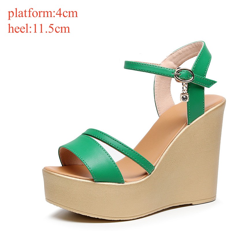 Small Size 33-43 Fashion Cowhide Leather Shoes Women's Platform Wedges Sandals Summer 2024 High Heels Sandals Office Beach Mom