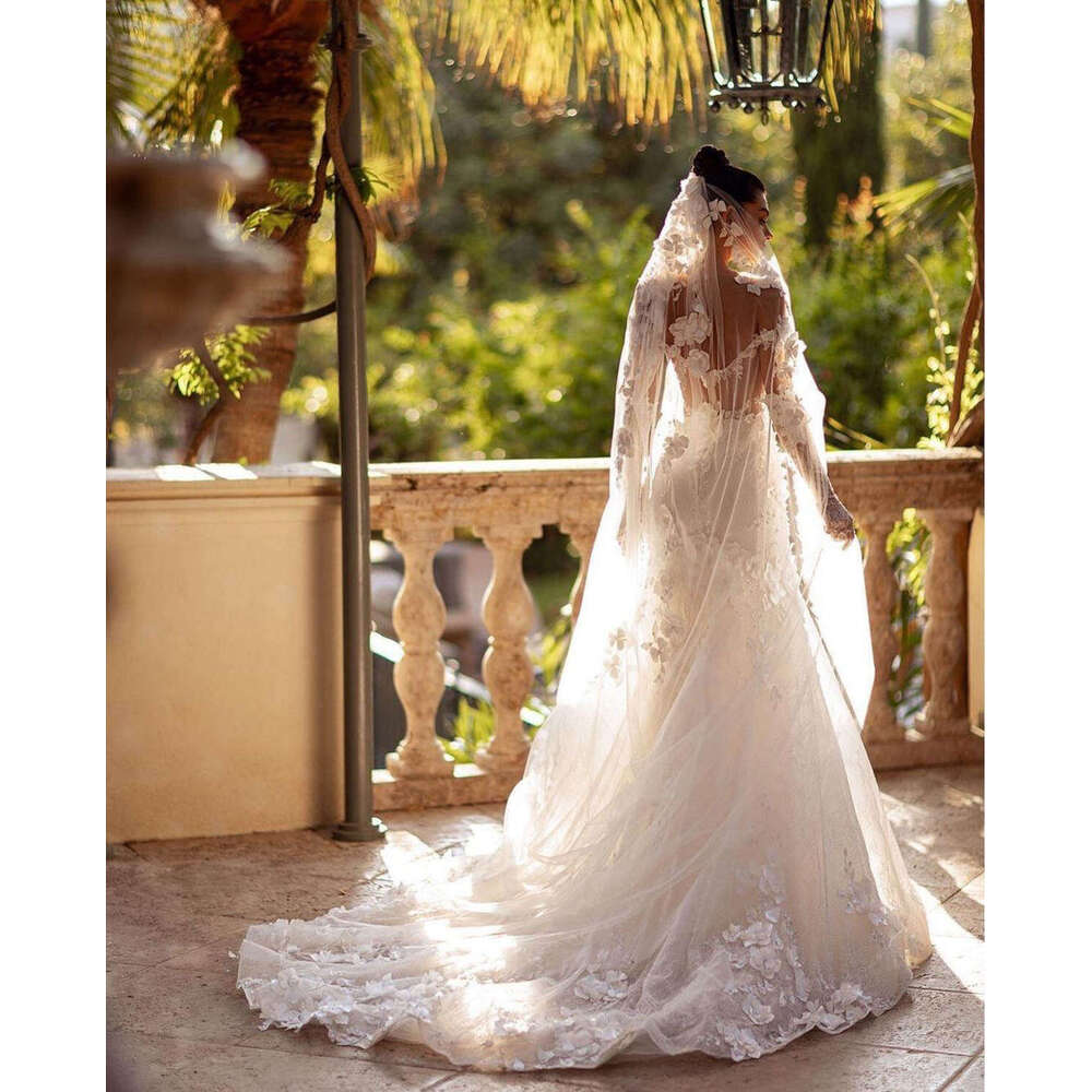 Fairy Dresses Mermaid Off The Shoulder Appliques wers Backless or-Length Princess Bride Wedding Dress Custom Made