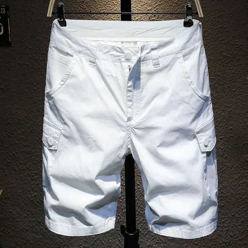 Fashion New Short Pants Korean-Style Luxury Mens Slim Jeans with White Solid Color Designer Cowboy Cotton Denim Shorts for MenX240914