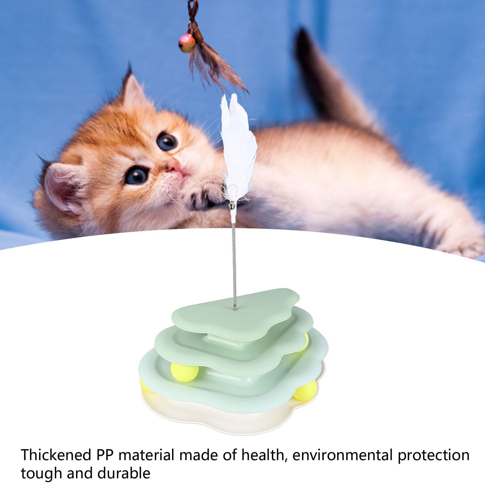 Cat Toy Roller 4 Level Turntable Cat Toys Balls Feather Interactive Mental Physical Exercise Puzzle Kitten Toys