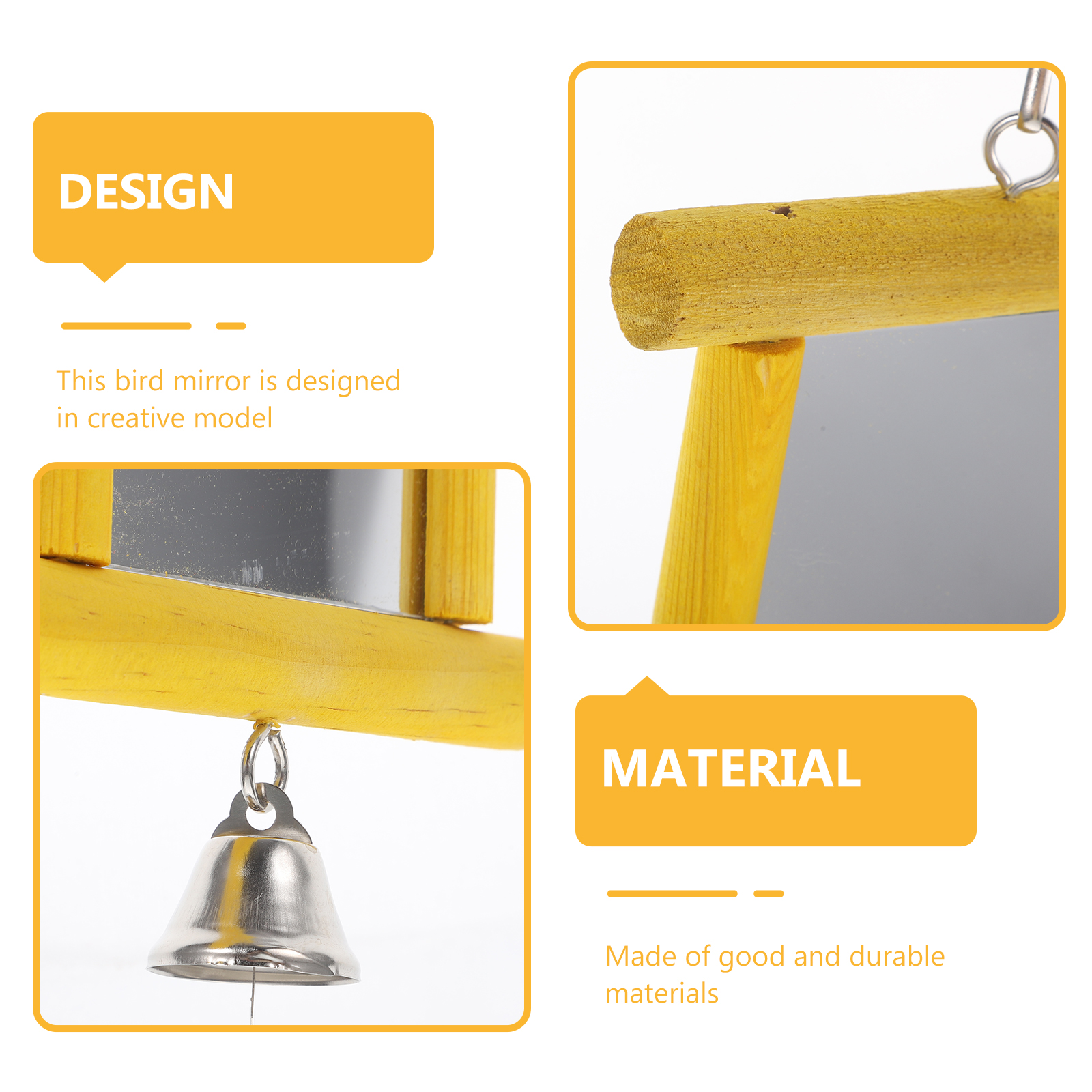 Parrot Mirror Toy Bird Molar Toys for Cockatiels Funny Parakeet Household Cage Parakeets