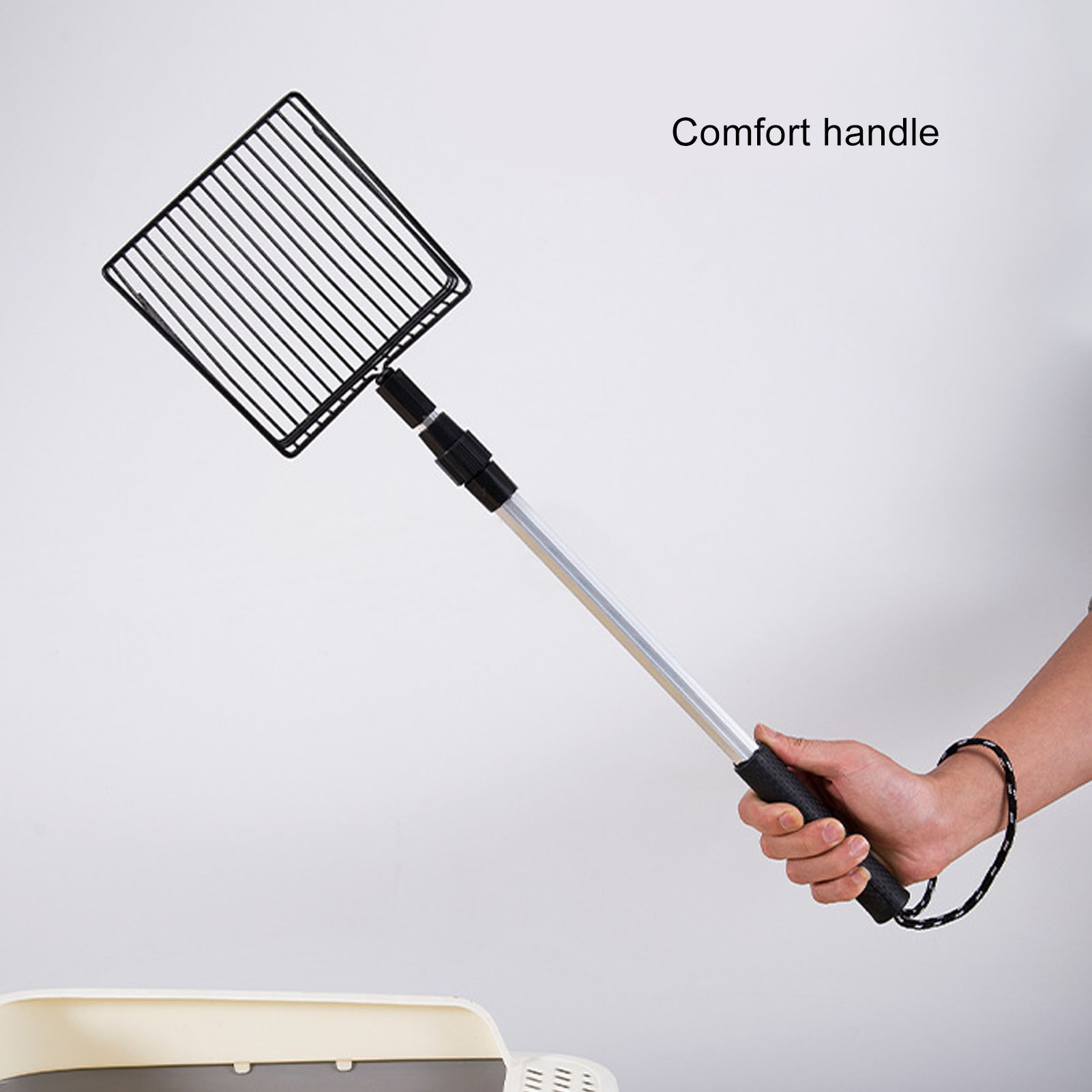 Extendable Cat Litter Scoop, Lightweight, Versatile Fine Screen, Long Handle, Metal Chicken Coop, Poop Scooper, 3 2 Section