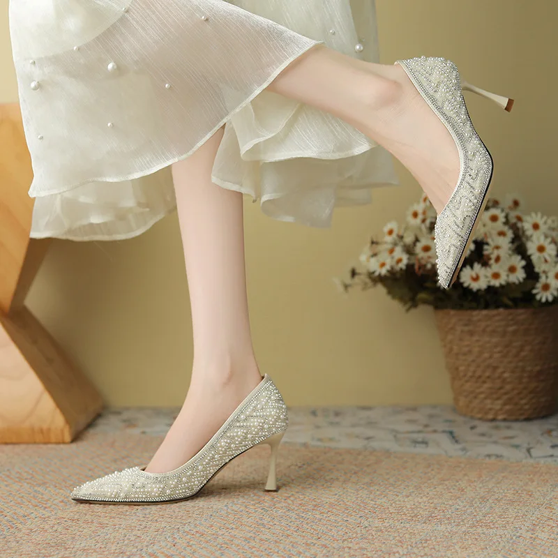 Full Rhinestone Pumps Bling Bling Luxurious Stiletto Heel Spring Shoes Comfortable Party Wedding Shoes for Women Shoes
