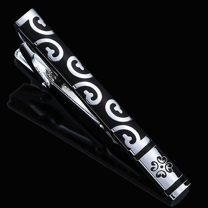 Fashion mens business formal Shirt cufflink tie clip high quality brass enamel craft exquisite pattern tie clipX240914