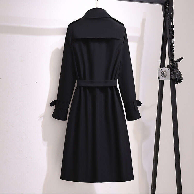 150Kg Plus Size Bust 152Cm Women's Spring Autumn Loose Solid Slim Casual Long Lapel Waist Trench Coat 5Xl 6Xl 7Xl 8Xl 9Xl