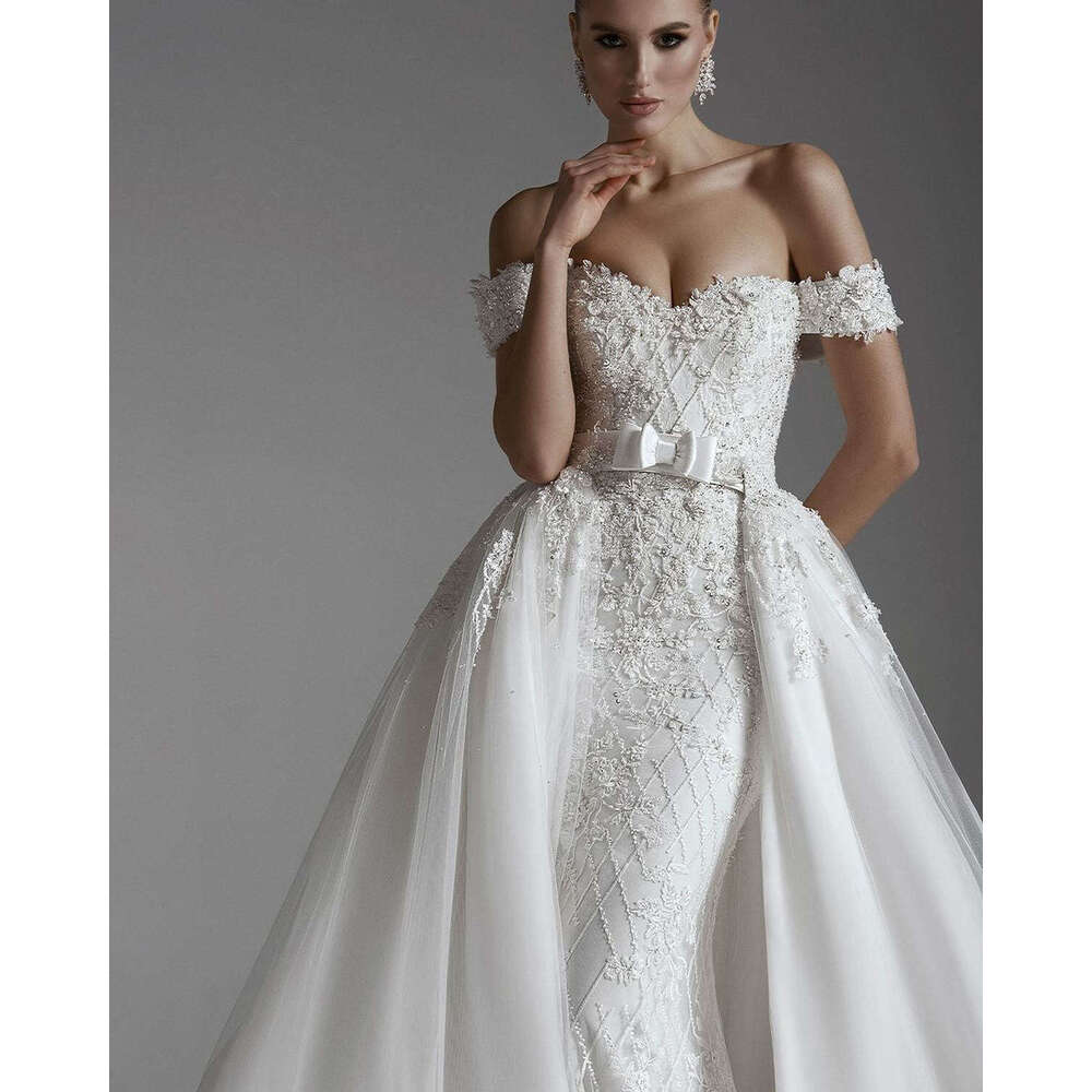 Unique Wedding Dresses Mermaid Off The Shoulder Detachable Appliques Backless or-Length Princess Vestido De Novia Custom Made