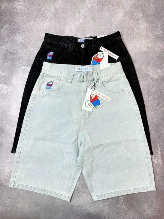 High Quality Cartoon Big Boy Embroidery Shorts for Men Y2k Vintage Baggy Hip Hop Denim Shorts Harajuku Fashion Streetwear JortsX240914