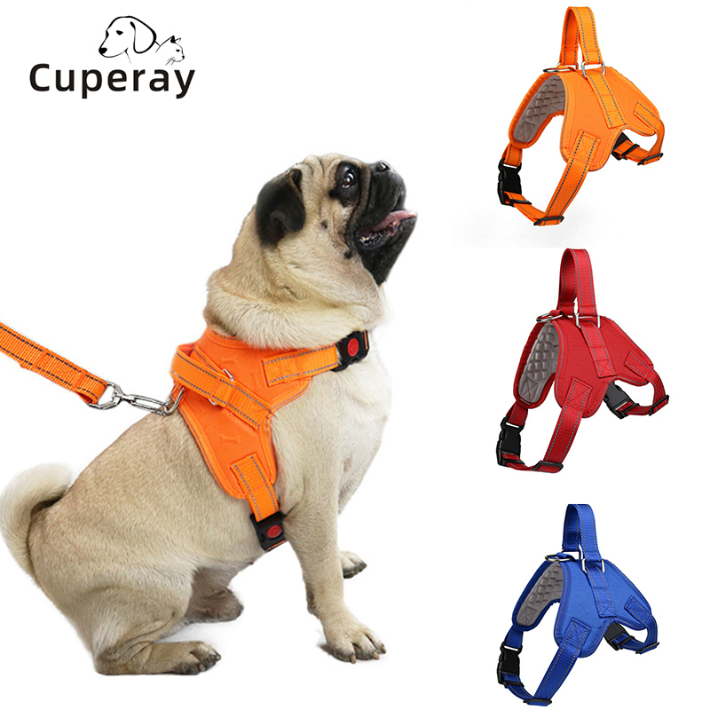 Dog Harness Adjustable Saddle Pet Harness Outdoor Reflective Oxford Cloth Harness for Large, Medium & Small Dog Training Running