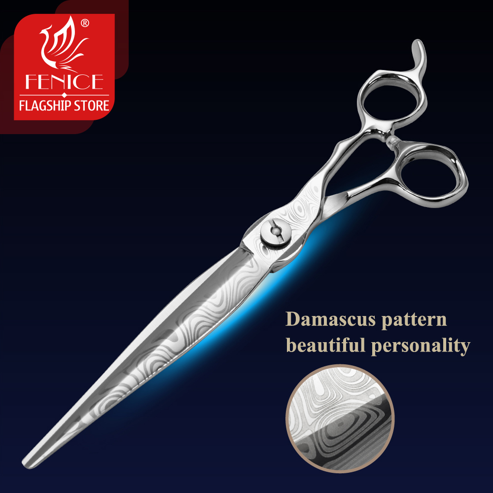 Fenice professional 7.5 Inch Damascus Pet Dog Cat Grooming Cutting Scissors Straight Shears Tesoura Tijeras
