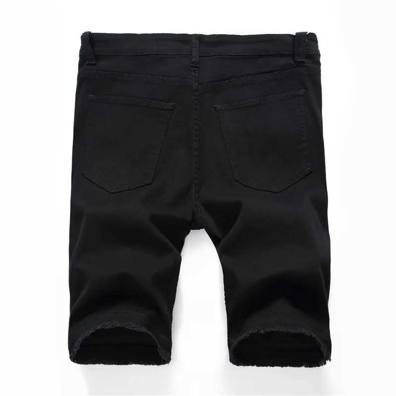 2023 Summer New Mens Denim Shorts Street Clothing Trend Personality Slim Short Jeans White Red Black Male Brand ClothesX240914