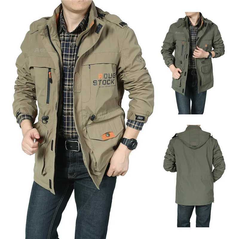 Mens windproof military leather soft shell tactical waterproof jacket flight pilot hooded jacket climbing military field jacket W240914