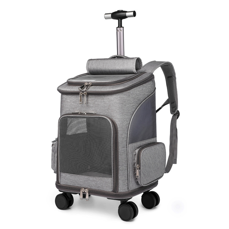 2023 Manufacturer Detachable Portable Travel Pet Carrier with Wheels For 2 Cats